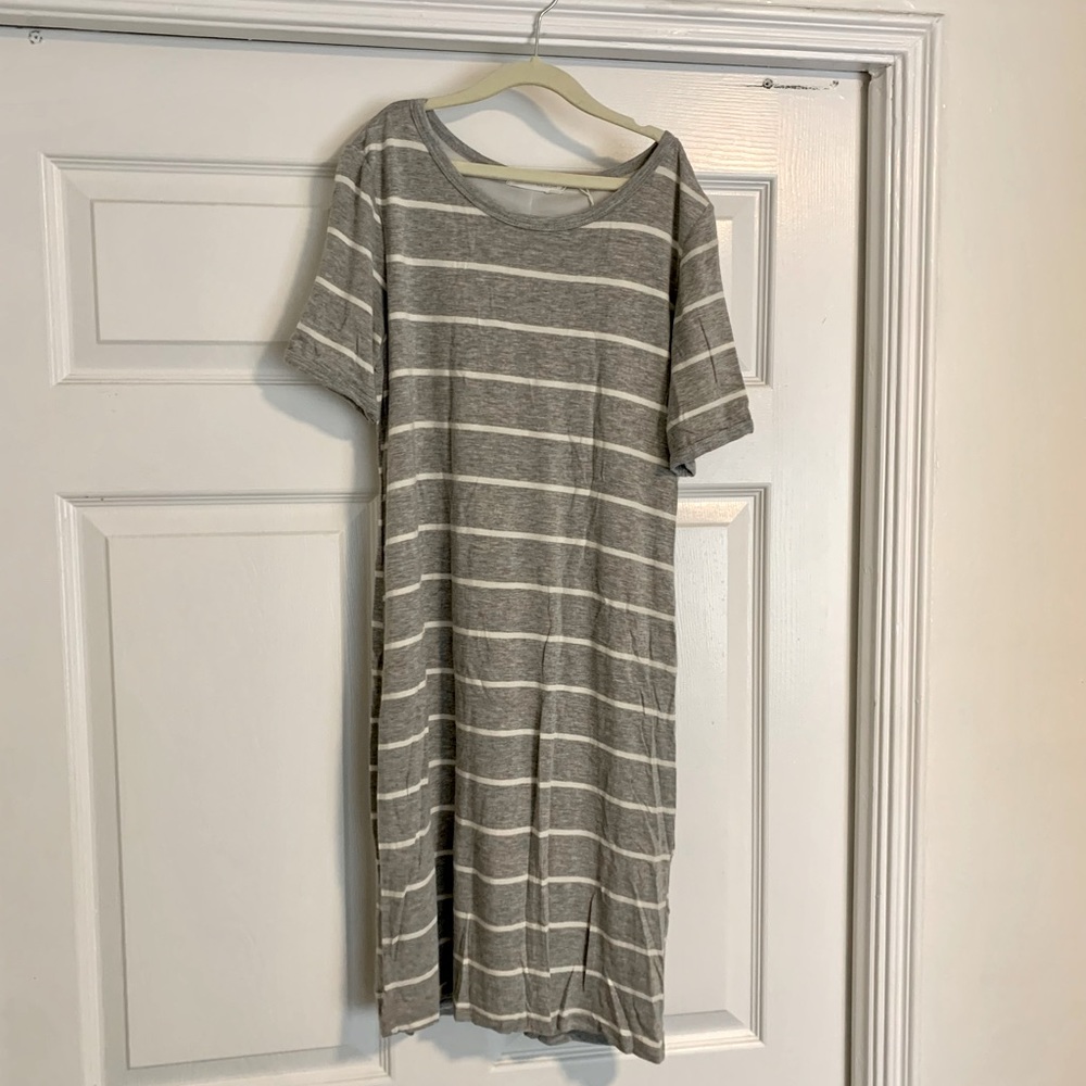 Pinkblush Fitted Maternity Dress - Gray Stripe